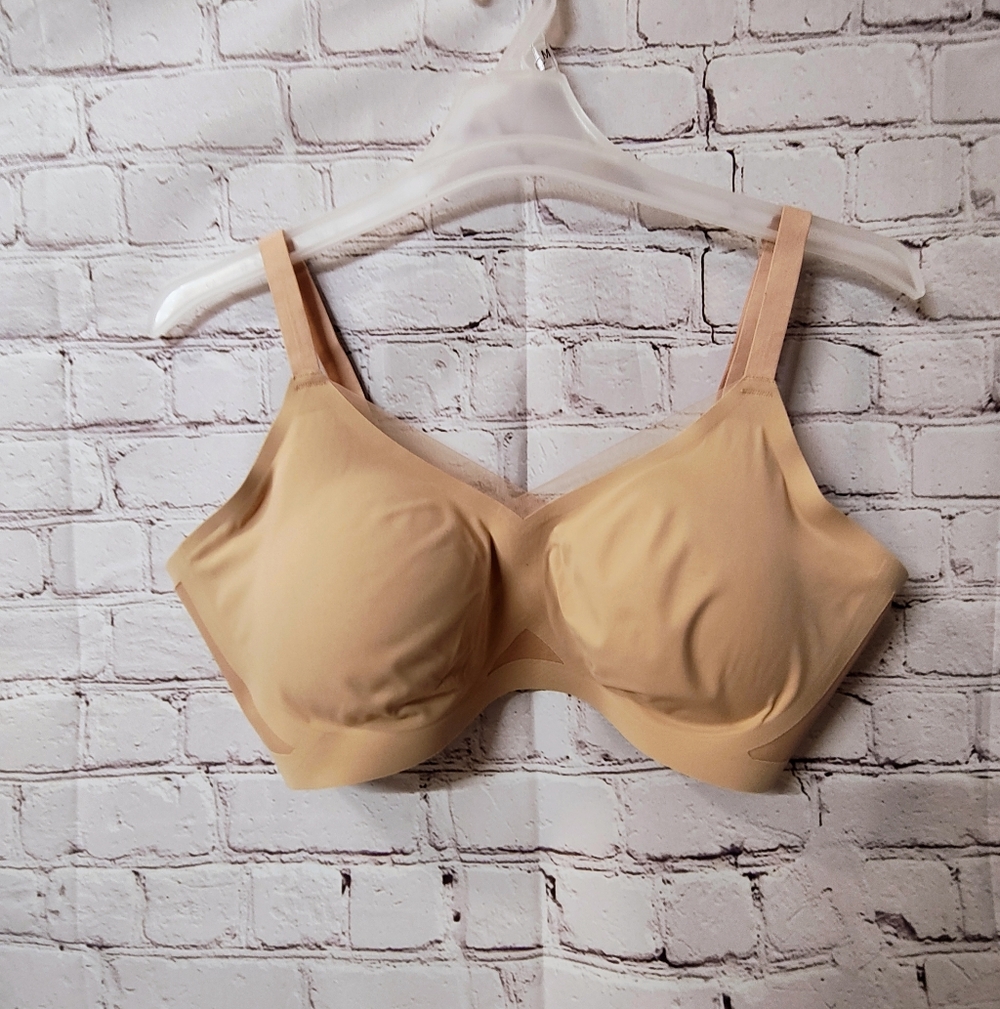 HoneyLove Crossover Mesh Wireless Seamless Beige Bra 2X